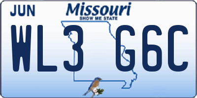 MO license plate WL3G6C