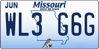 MO license plate WL3G6G