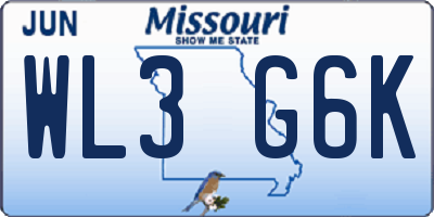 MO license plate WL3G6K