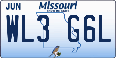 MO license plate WL3G6L