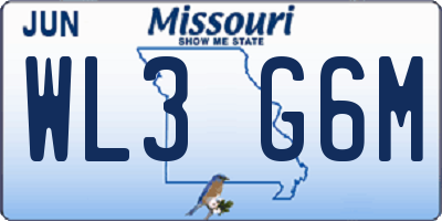 MO license plate WL3G6M