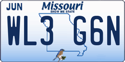 MO license plate WL3G6N