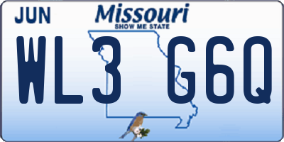 MO license plate WL3G6Q