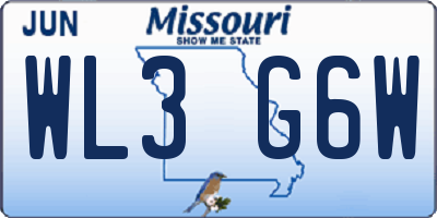 MO license plate WL3G6W