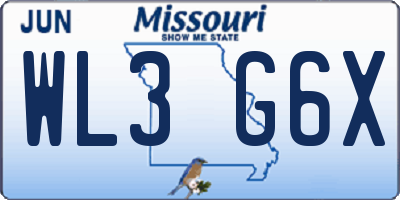 MO license plate WL3G6X