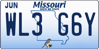 MO license plate WL3G6Y