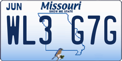 MO license plate WL3G7G