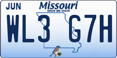 MO license plate WL3G7H