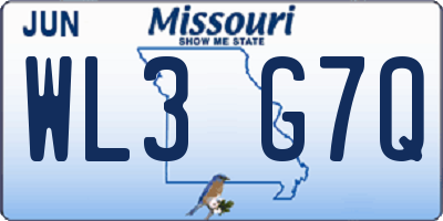 MO license plate WL3G7Q