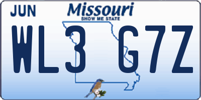 MO license plate WL3G7Z