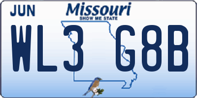 MO license plate WL3G8B
