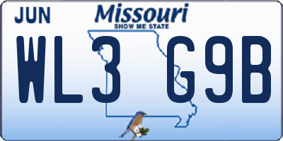 MO license plate WL3G9B