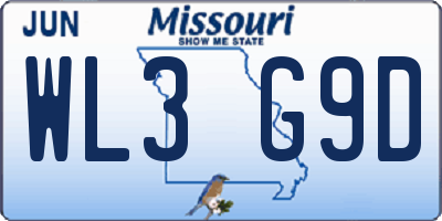 MO license plate WL3G9D