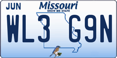 MO license plate WL3G9N