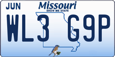MO license plate WL3G9P
