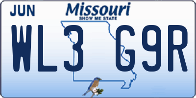 MO license plate WL3G9R