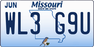 MO license plate WL3G9U