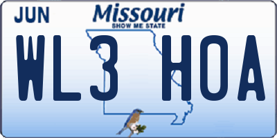 MO license plate WL3H0A