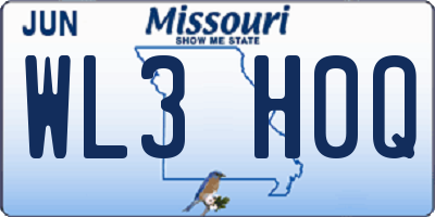 MO license plate WL3H0Q