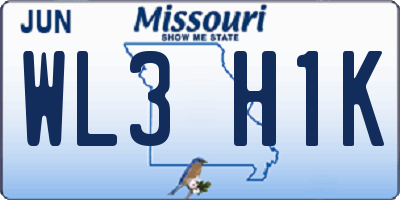 MO license plate WL3H1K