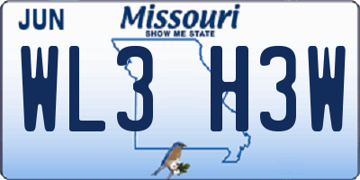 MO license plate WL3H3W