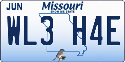 MO license plate WL3H4E