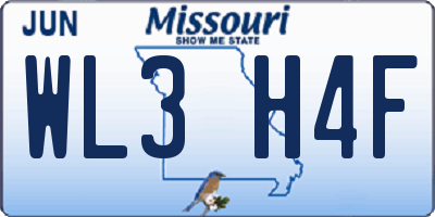 MO license plate WL3H4F