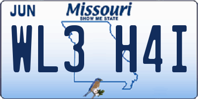 MO license plate WL3H4I