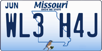 MO license plate WL3H4J