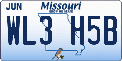 MO license plate WL3H5B