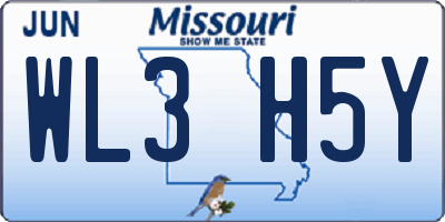 MO license plate WL3H5Y