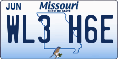 MO license plate WL3H6E