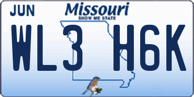 MO license plate WL3H6K