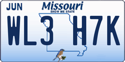 MO license plate WL3H7K
