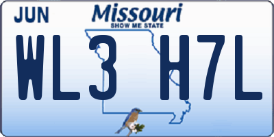 MO license plate WL3H7L