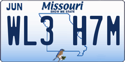 MO license plate WL3H7M