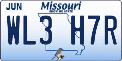 MO license plate WL3H7R