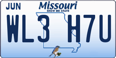 MO license plate WL3H7U