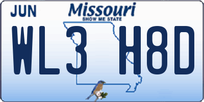 MO license plate WL3H8D