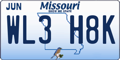 MO license plate WL3H8K