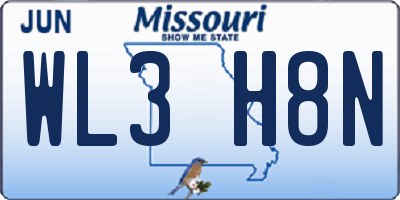 MO license plate WL3H8N