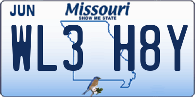 MO license plate WL3H8Y