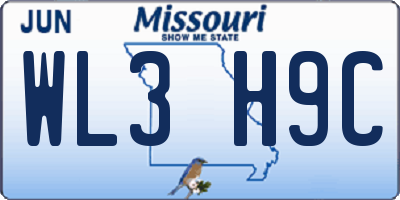 MO license plate WL3H9C