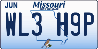 MO license plate WL3H9P