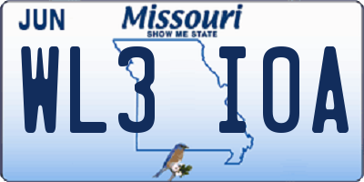MO license plate WL3I0A