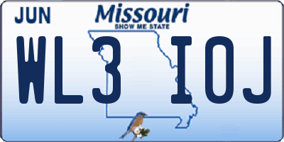 MO license plate WL3I0J