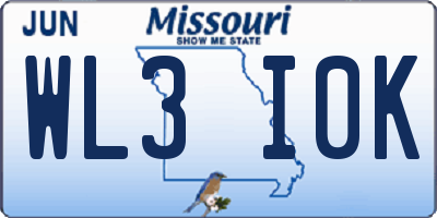 MO license plate WL3I0K