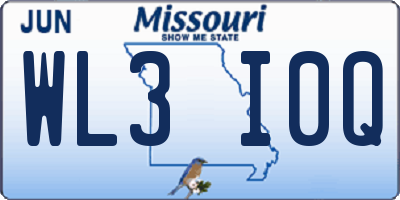 MO license plate WL3I0Q