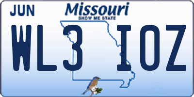 MO license plate WL3I0Z
