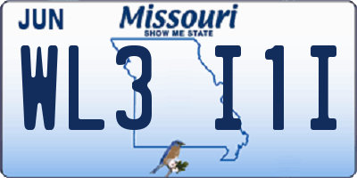 MO license plate WL3I1I
